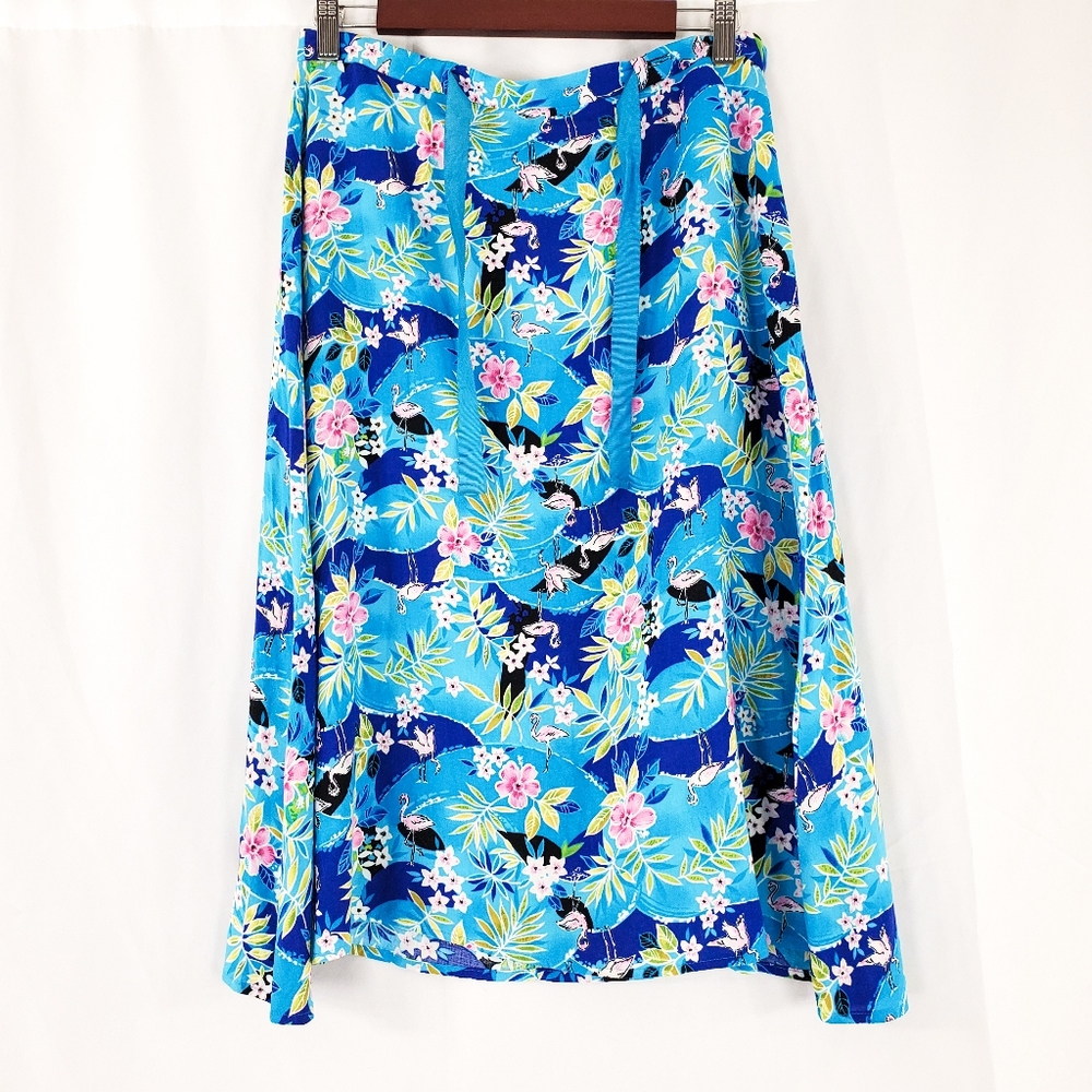 Sag Harbor Blue Floral Flowy Midi Skirt Size Small